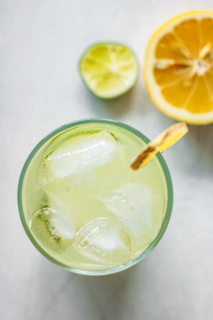 Drink with lemon and lime slices.