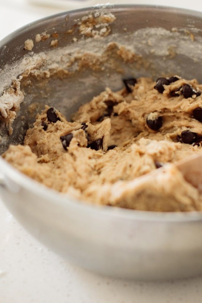 batter with chocolate chips