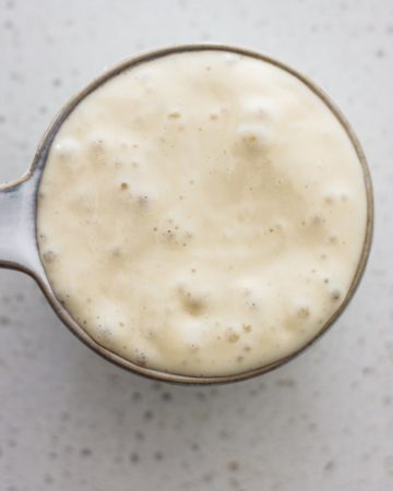 active all purpose flour sourdough culture with bubbles on top