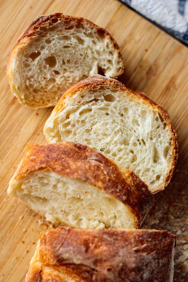 Slices of a baguette bread