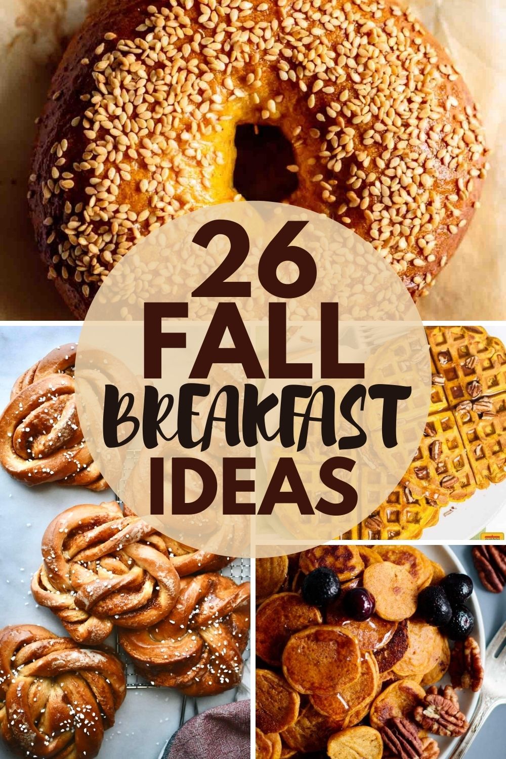 pin image of the round up, showing different fall breakfast ideas