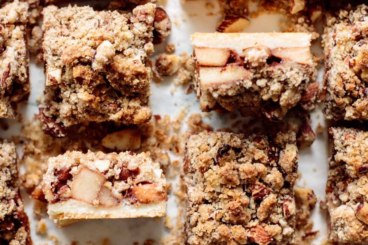 apple bars after baking, sliced