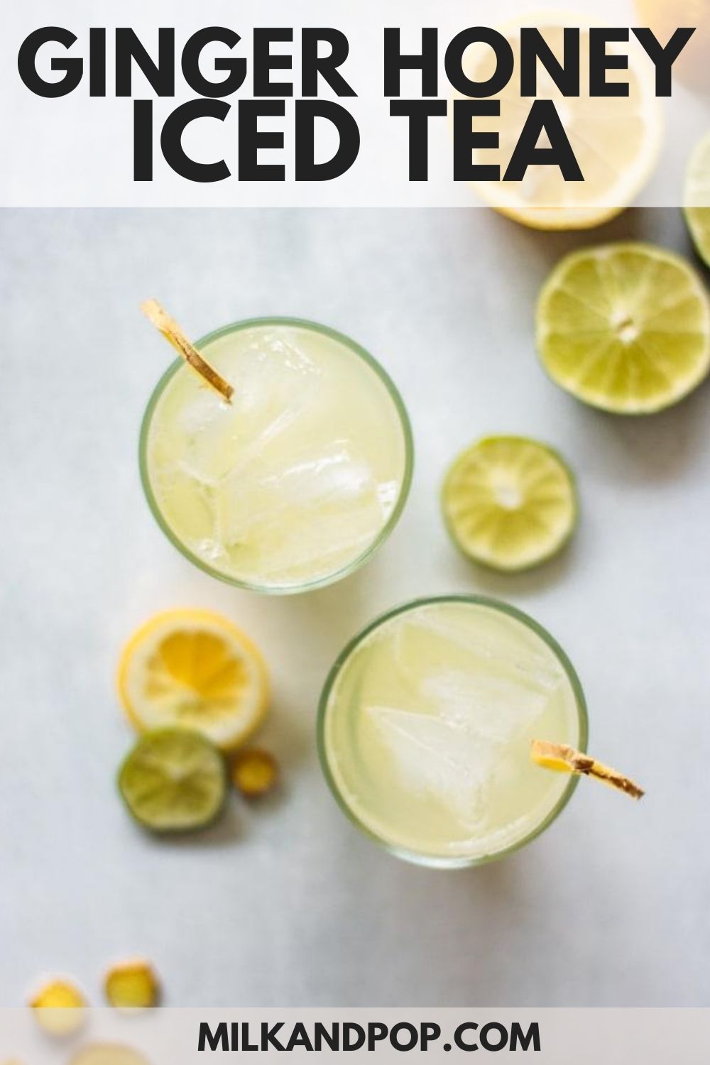 Iced Ginger Tea with Honey Milk and Pop