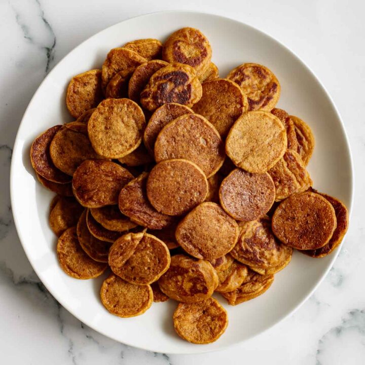 plate with sourdough cereal pancakes