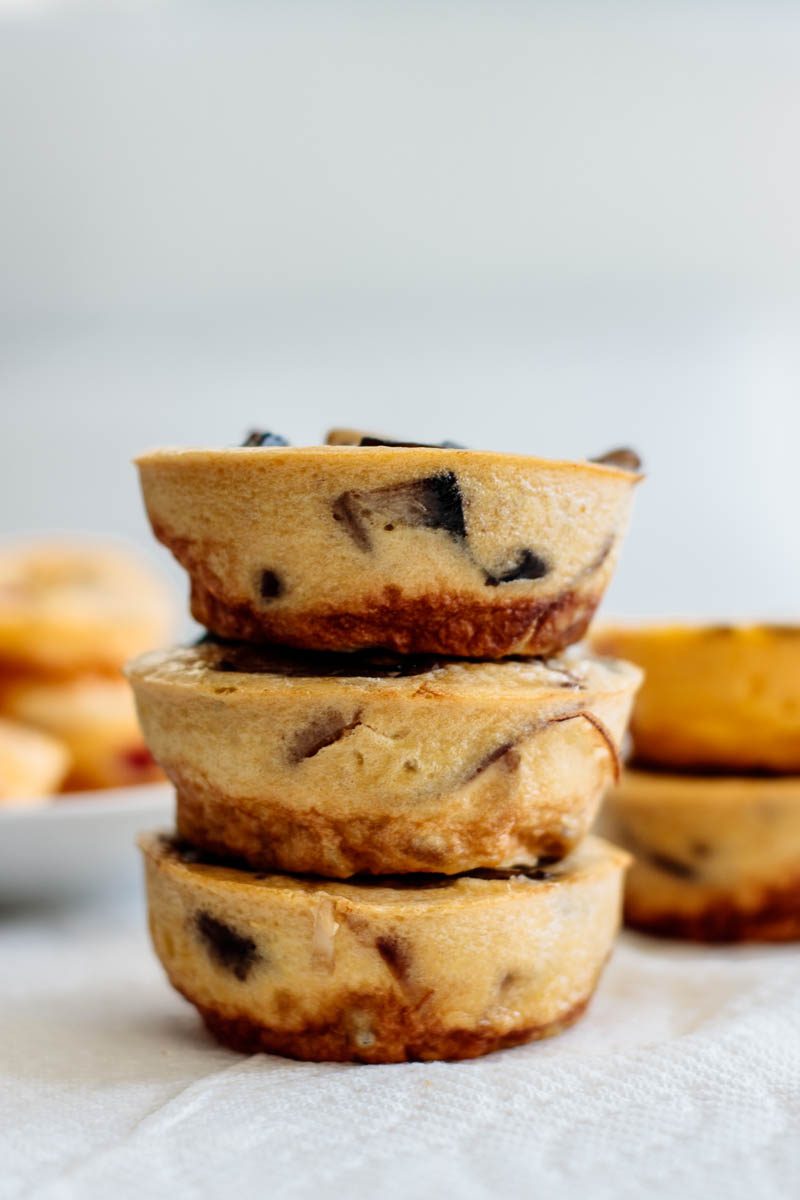 a tower of 3 egg muffin cups, with more cups on the background