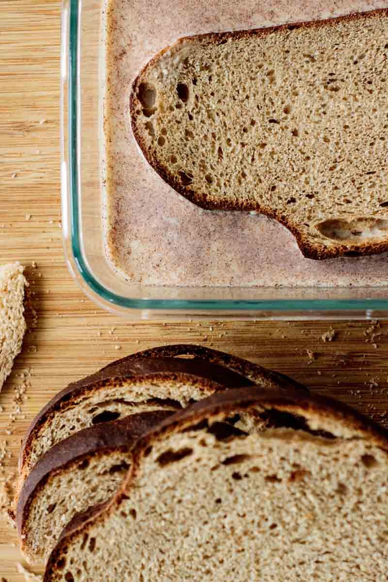 sourdough bread slices soaking on batter