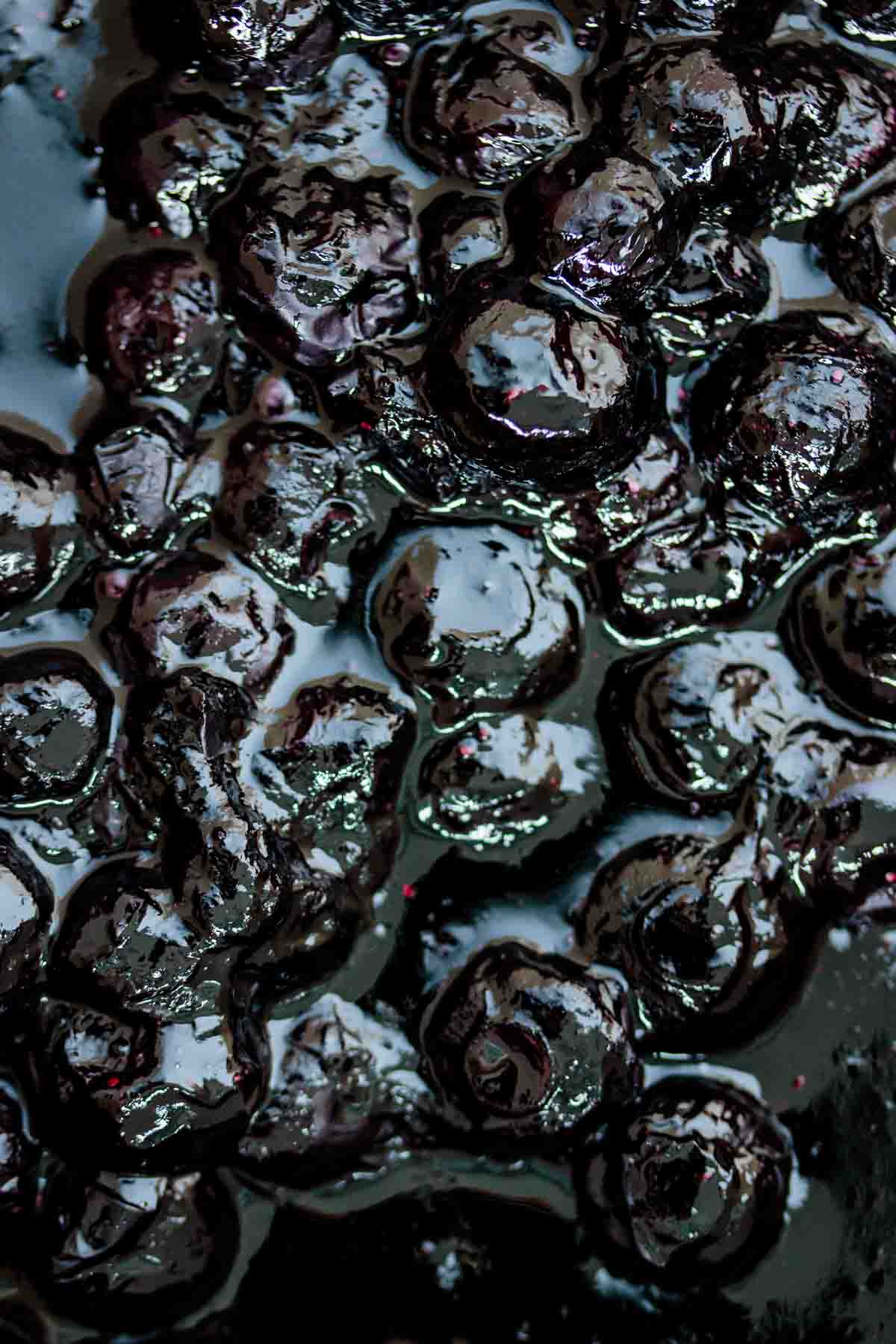 close up on berries, cooked