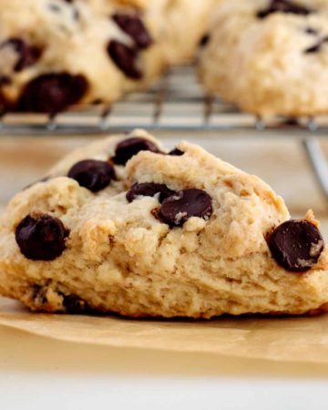 chocolate chip cookie scone close up