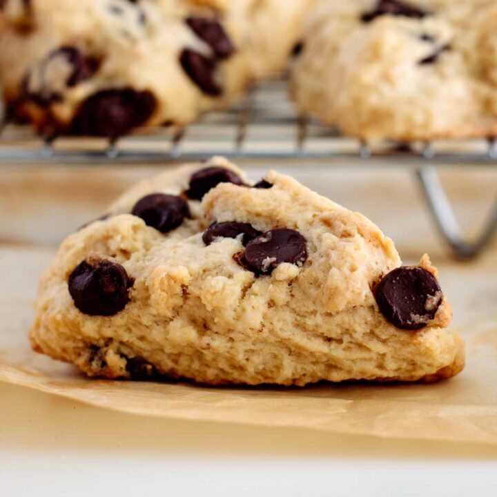 chocolate chip cookie scone close up