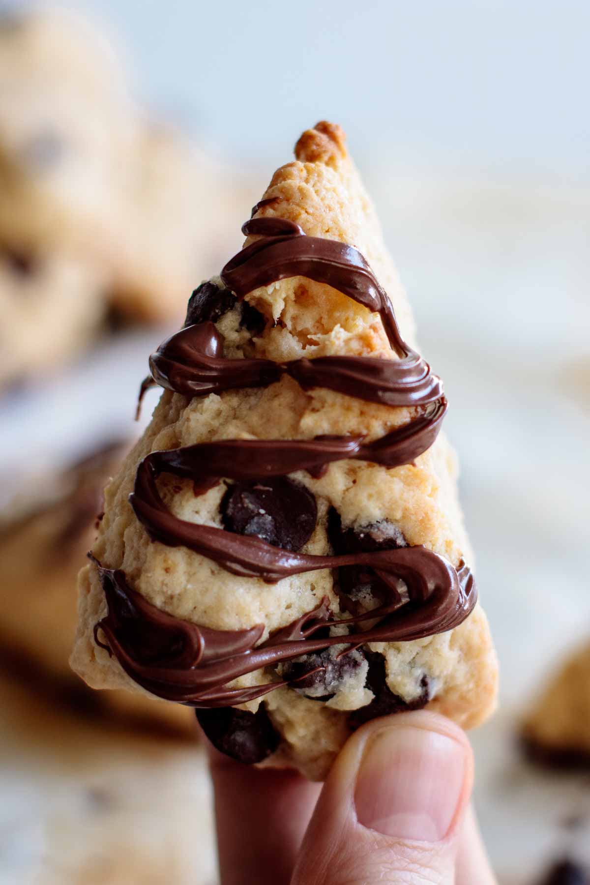 a scones covered with hazelnut chocolate spread