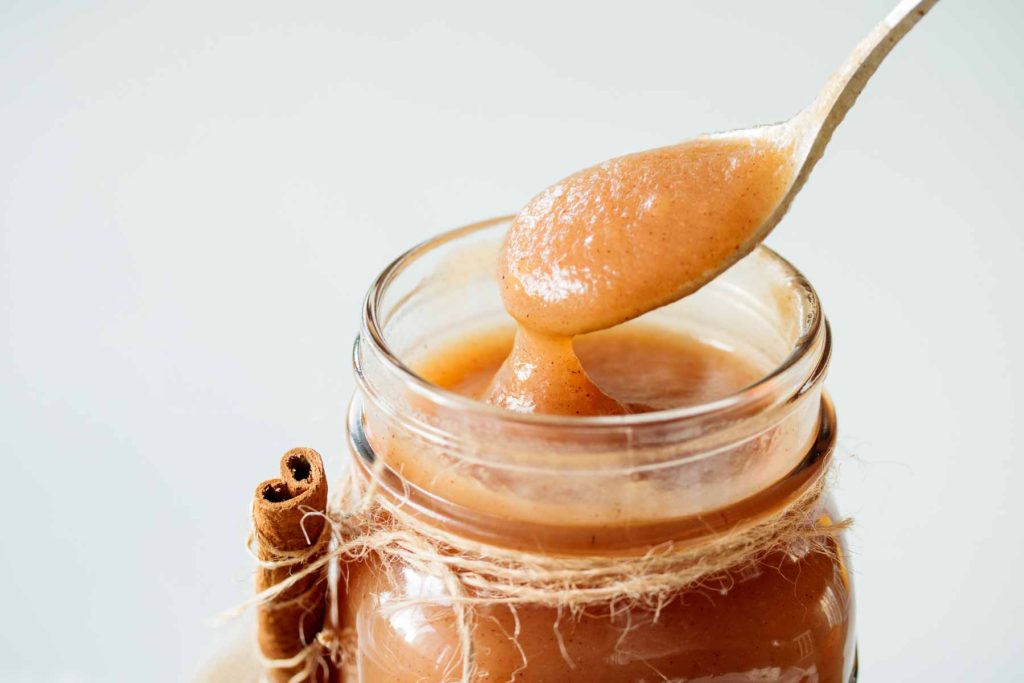 recipe being spooned to show its thickness