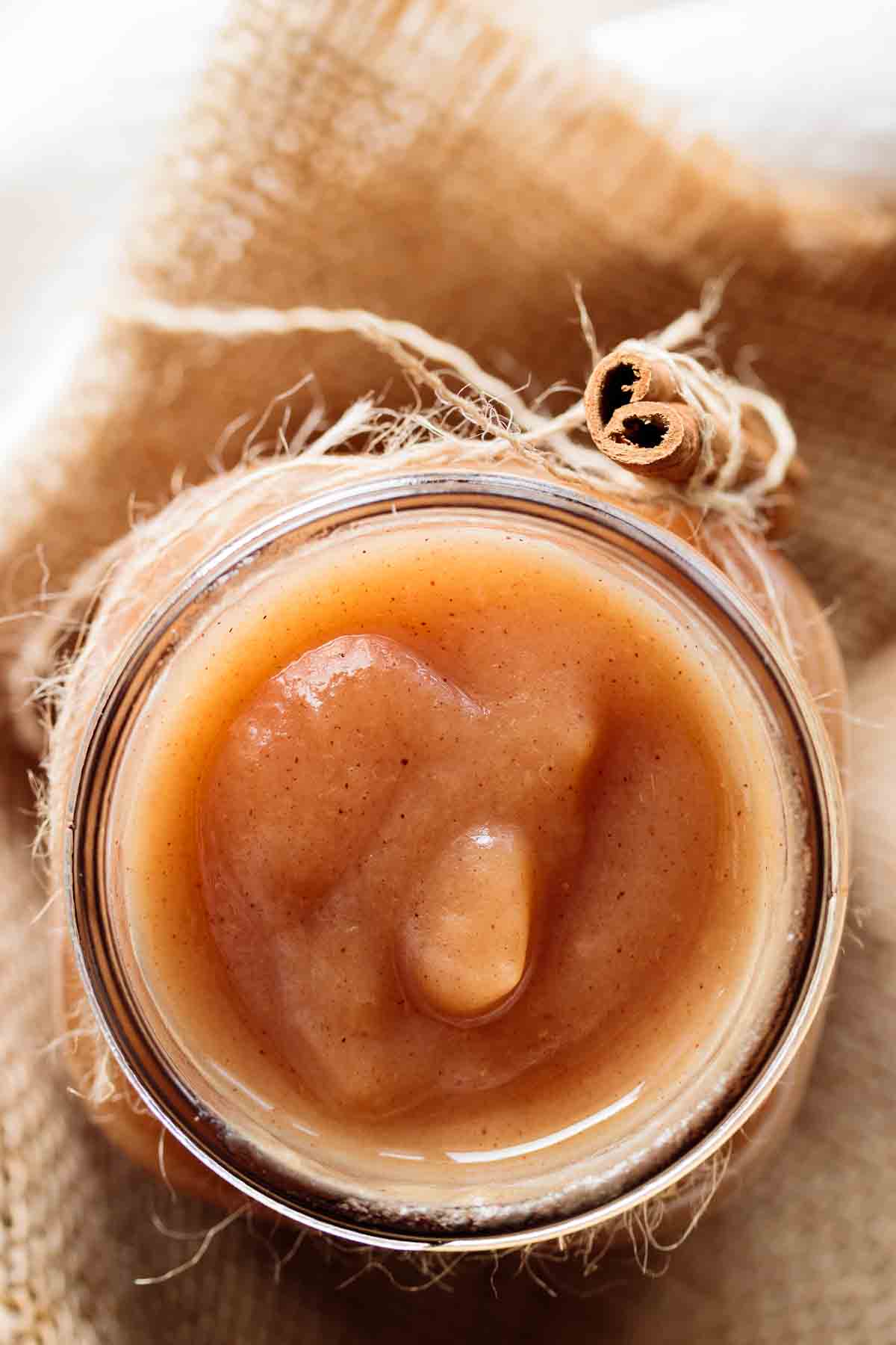 instant pot apple butter mounded, shown from above