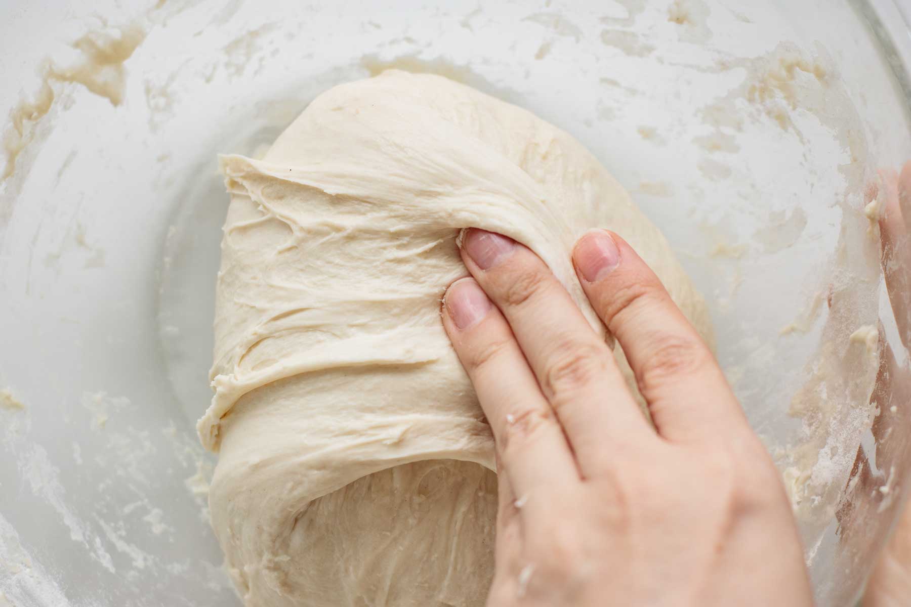 stretch and fold of the dough