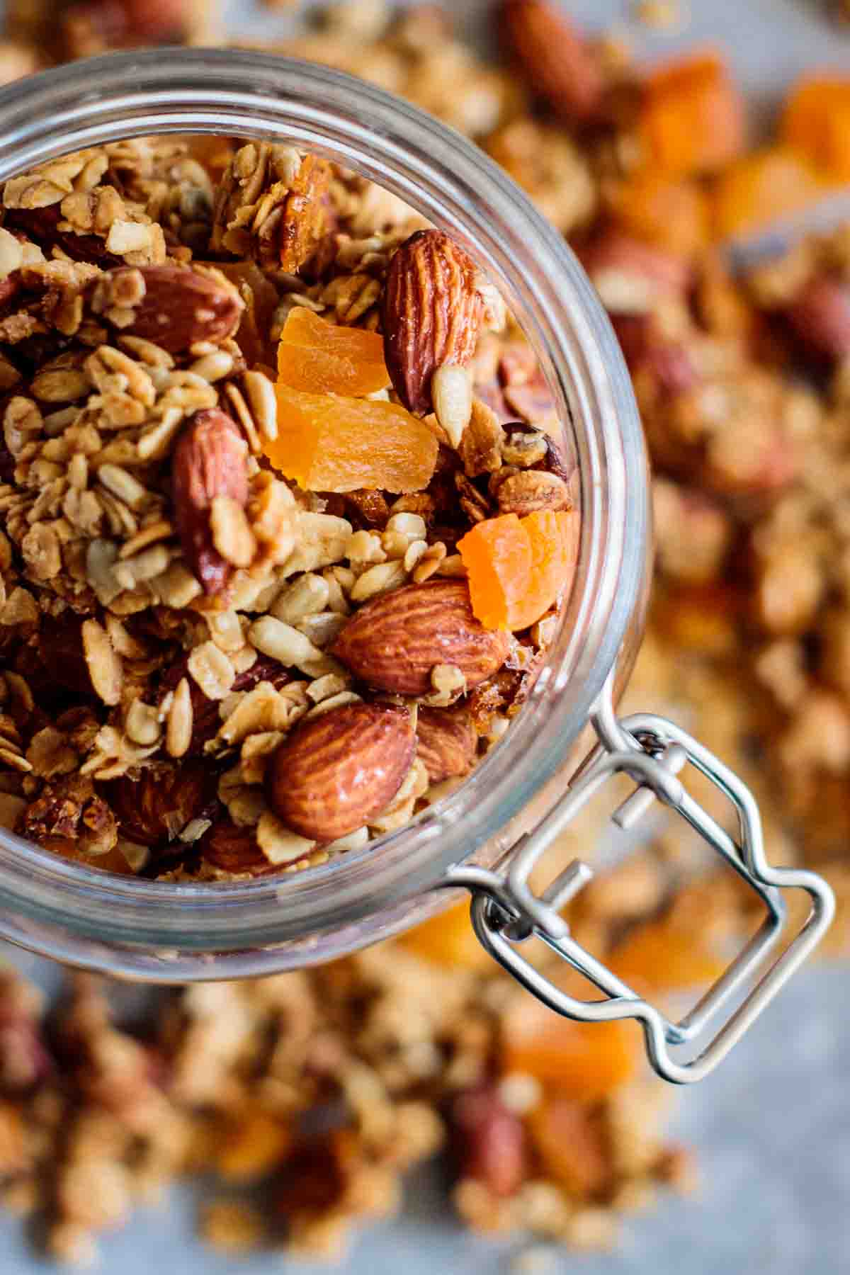 an airtight jar full of granola