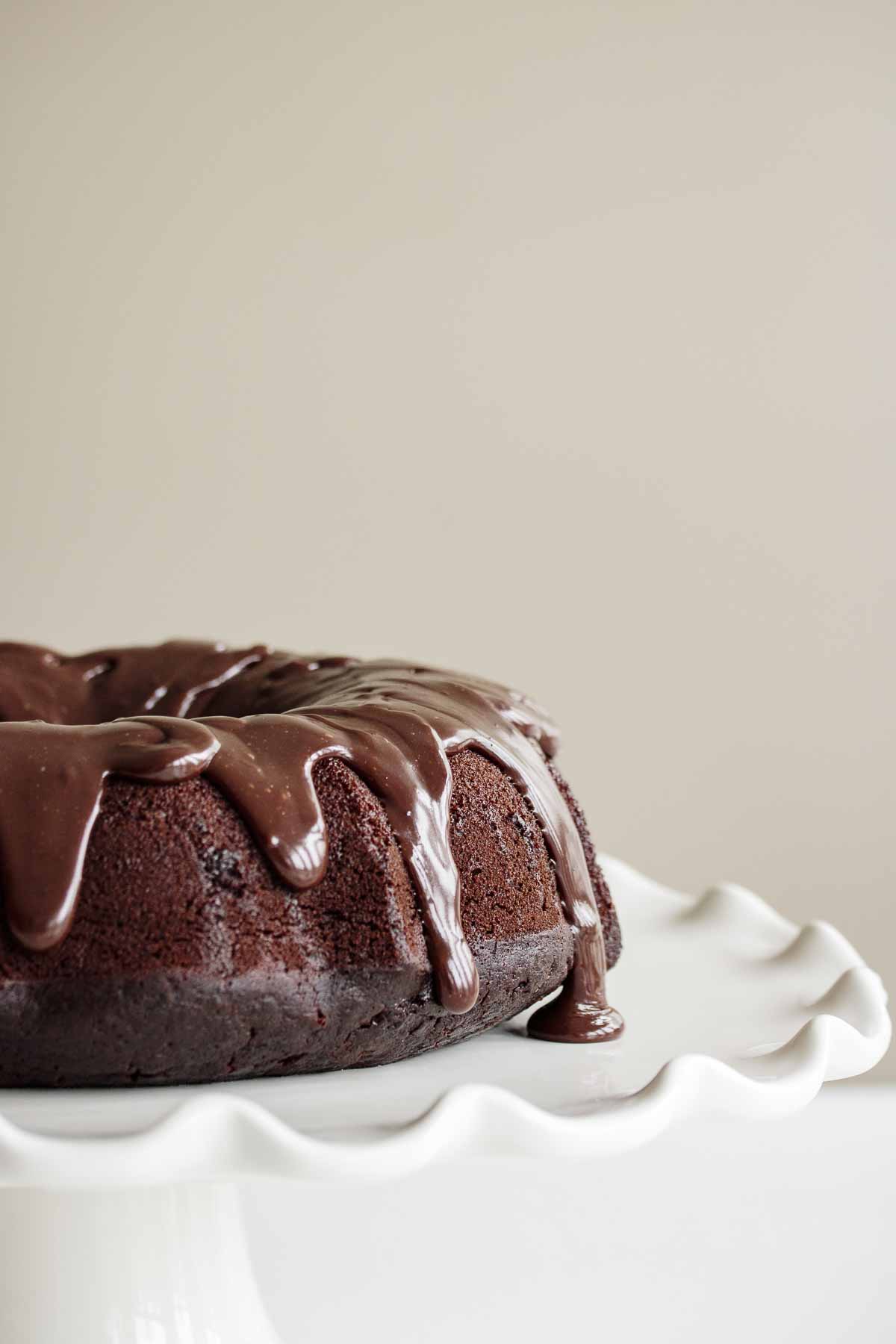 Sourdough chocolate cake with brigadeiro topping.