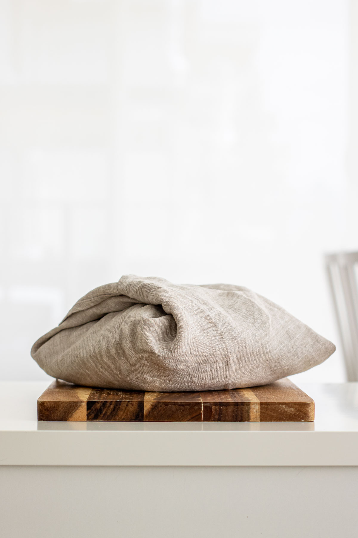 Sourdough stored wrapper in a clean linen beige towel