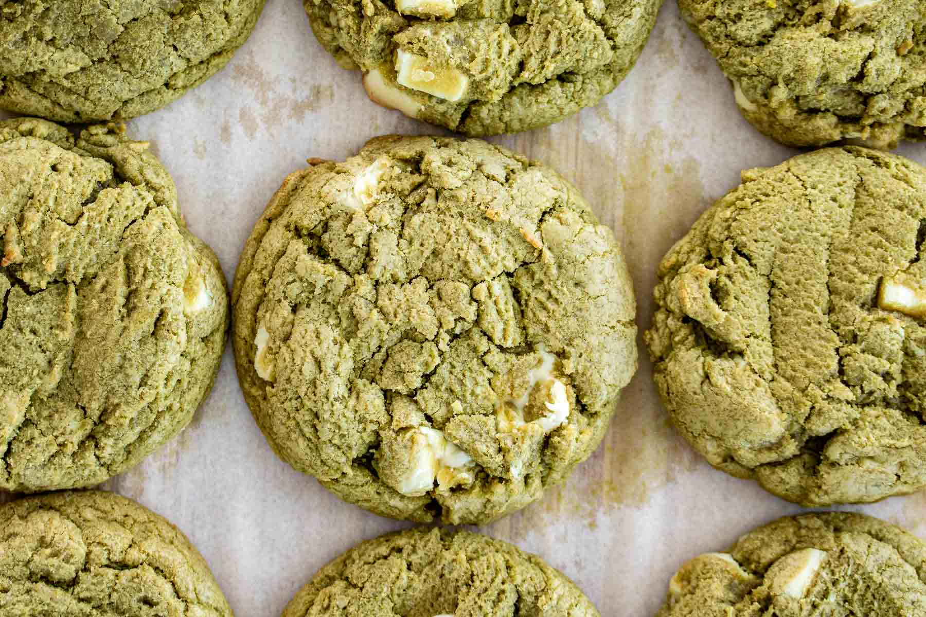 Matcha cookies, baked.