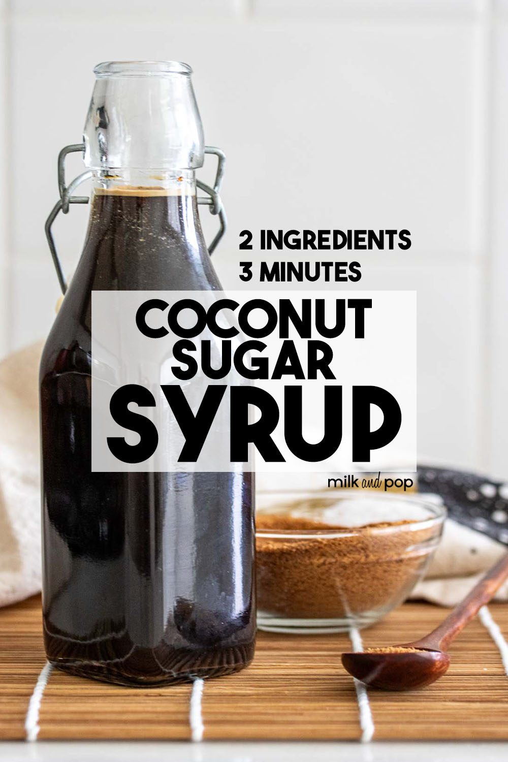 Coconut Sugar Syrup for coffee, drinks and boba Milk and Pop