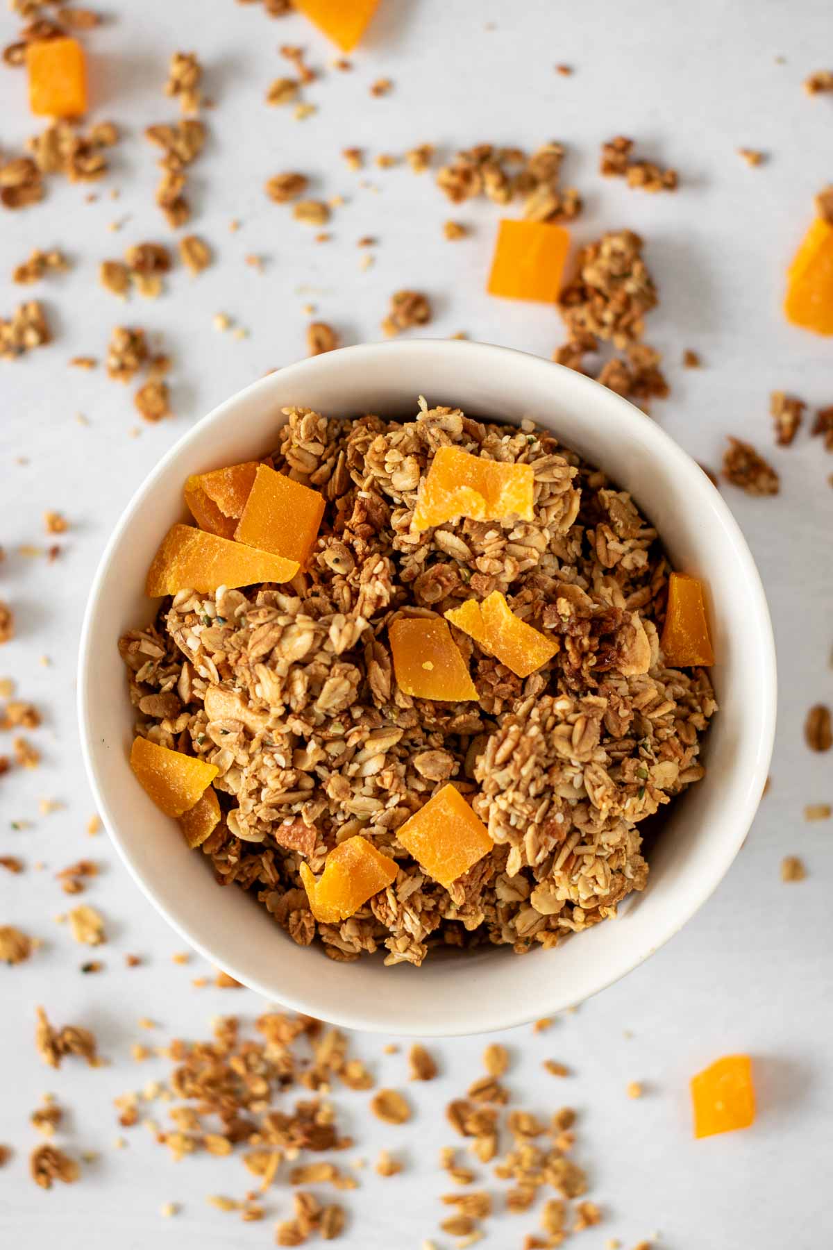 A bowl of coconut tropical granola.