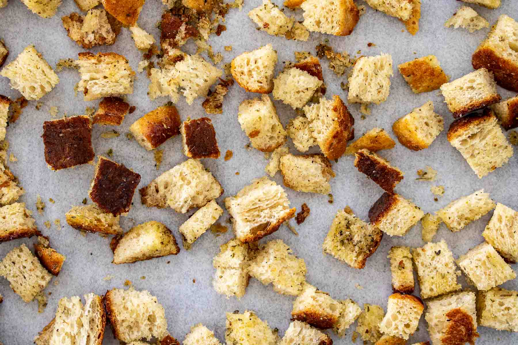 Croutons ready to bake.