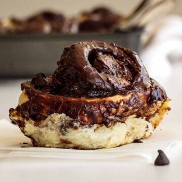 Nutella cinnamon roll, close up.