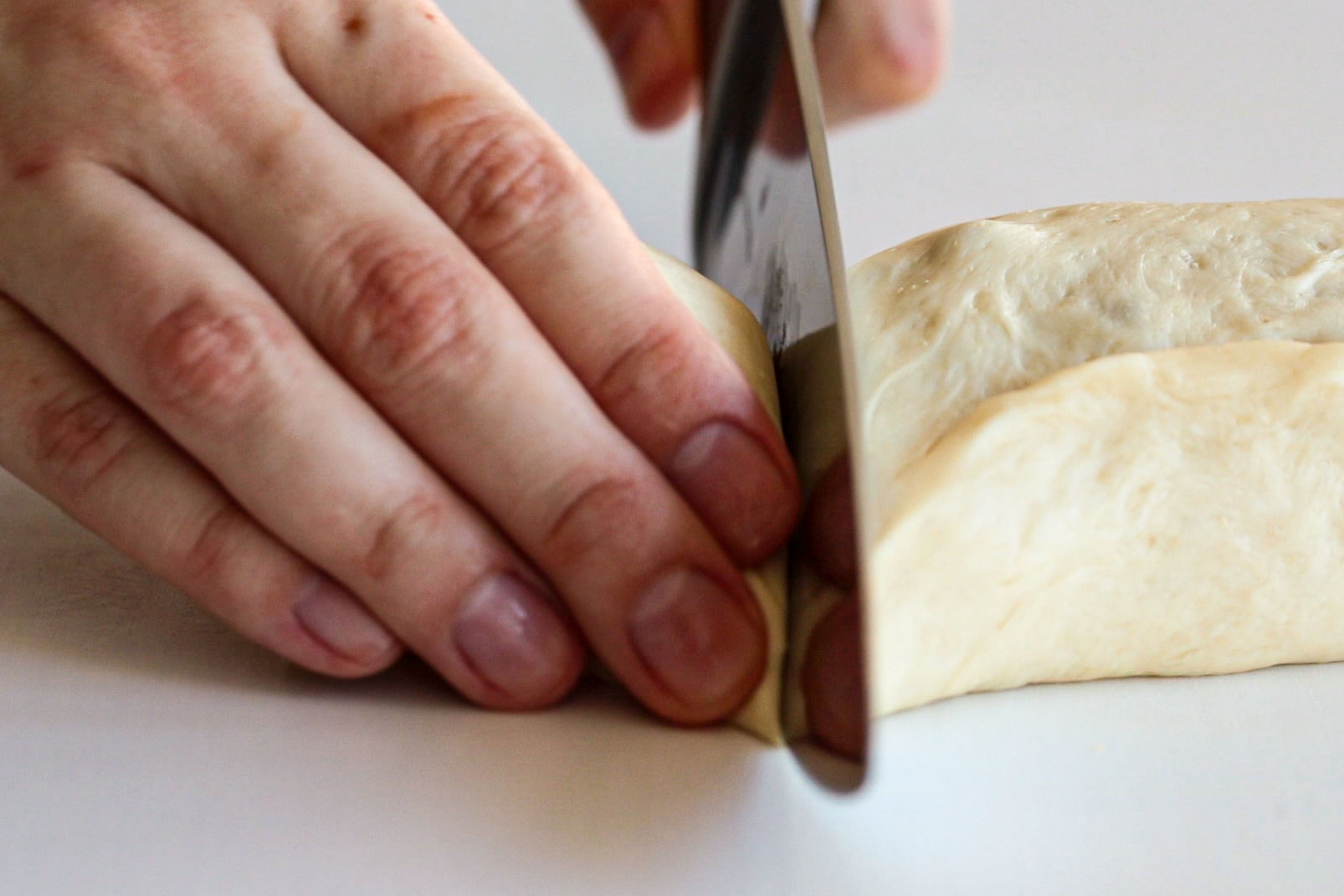 Cutting the rolls.