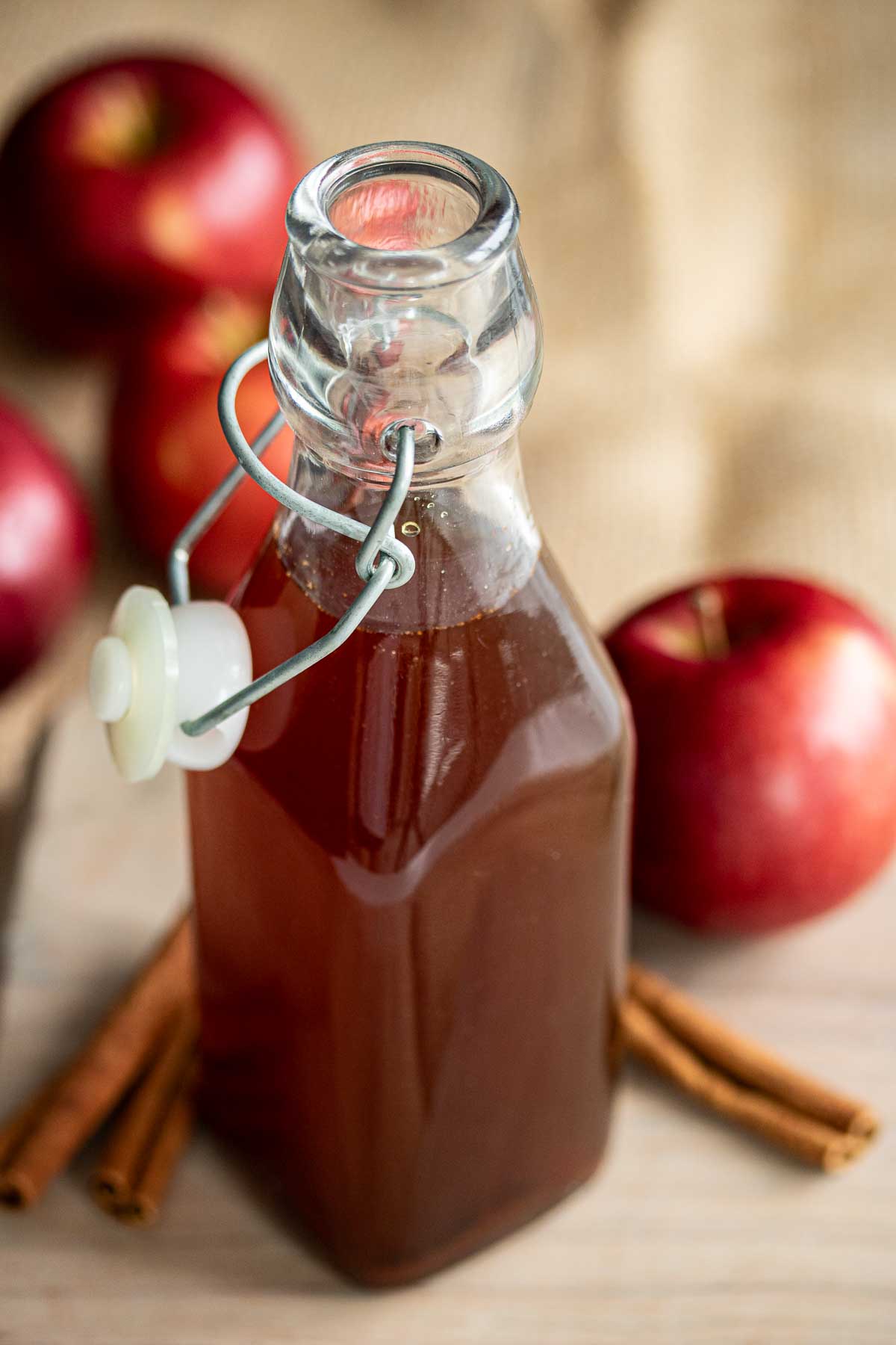 A bottle of Apple Brown Sugar Syrup.