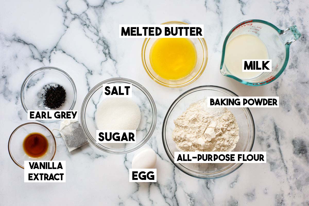 Ingredients used to make this recipe separated into glass bowls.