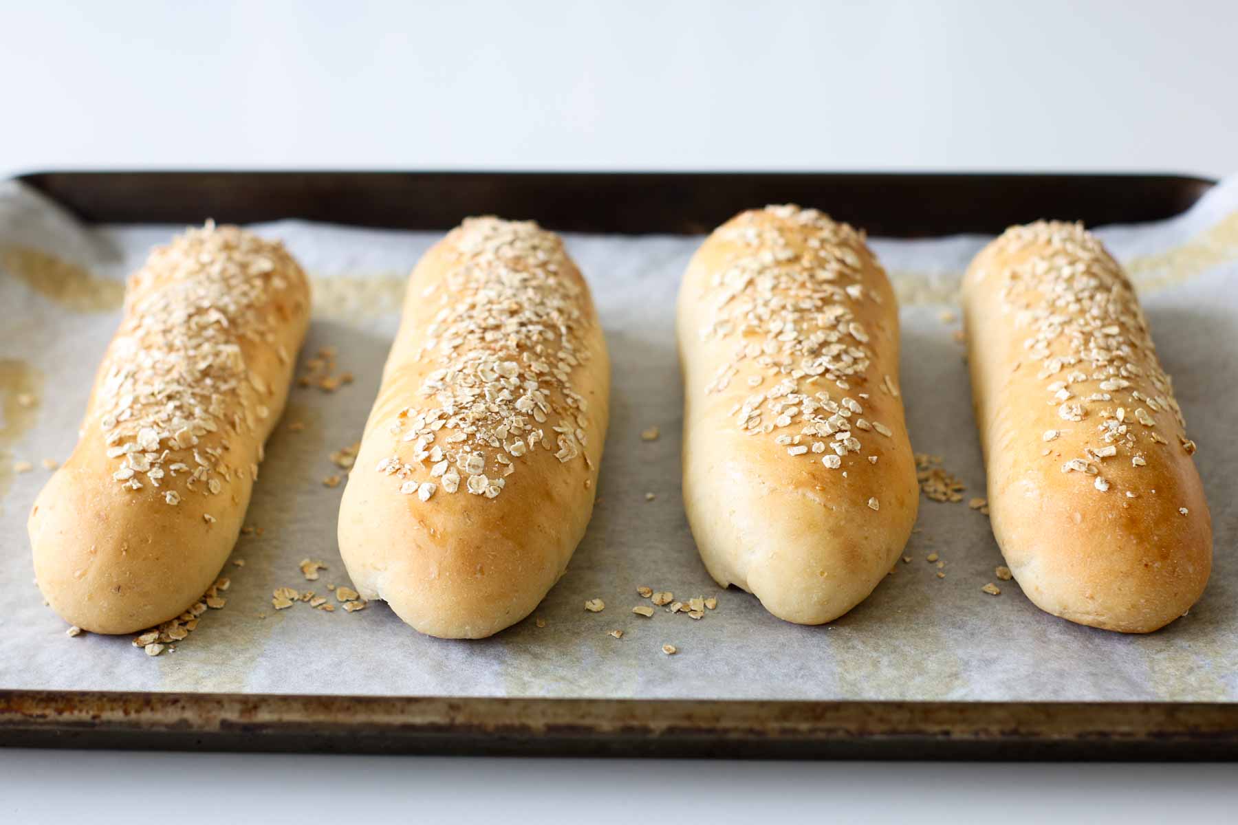 Baked honey oat rolls.