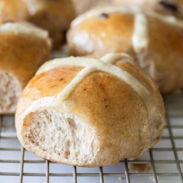 Sourdough hot cross buns.