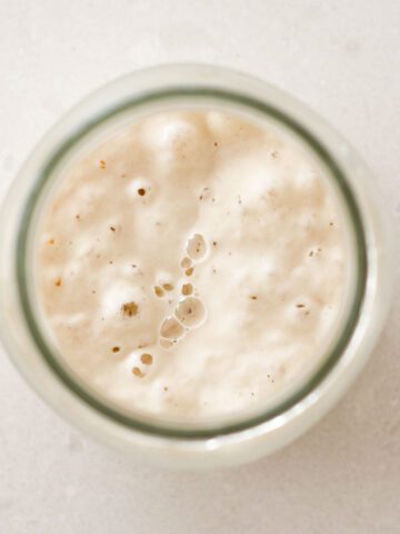 A bubbly sourdough starter.