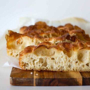 Sourdough focaccia crumb.