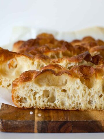 Sourdough focaccia crumb.